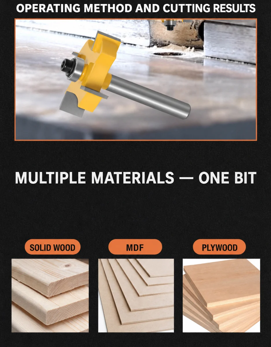 CUTQOR Four-Flute Bearing T-Slot Router Bits product detail