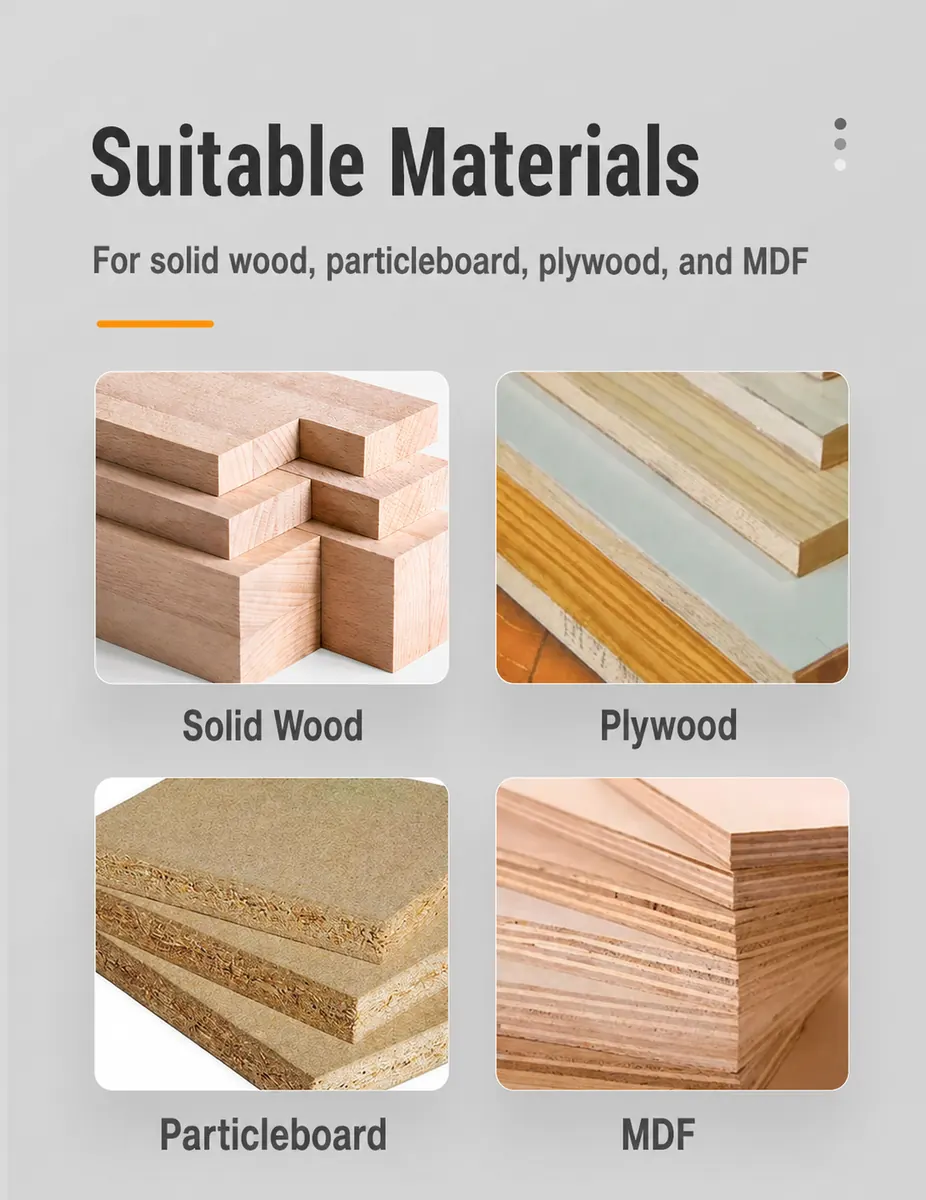 Solid wood plywood particleboard and MDF compatibility