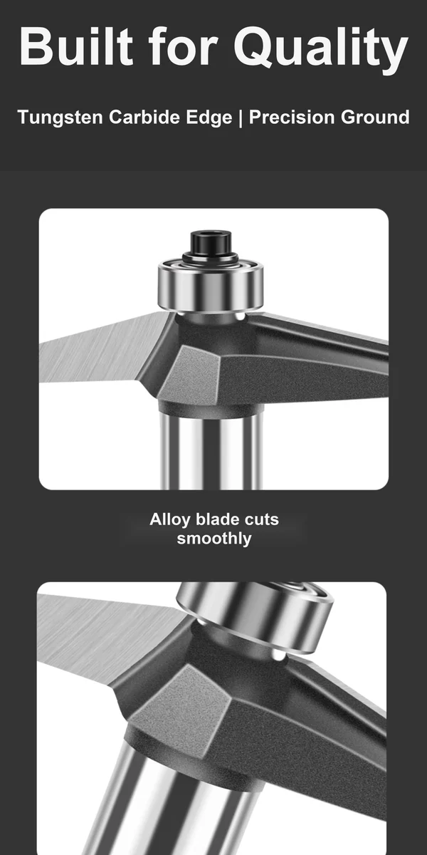CUTQOR 15° Horse-Nose Profile & Bevel Door Panel Router Bits product detail