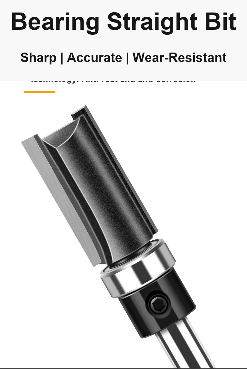 CUTQOR Bottom-Bearing Three-Flute Straight Router Bits product detail