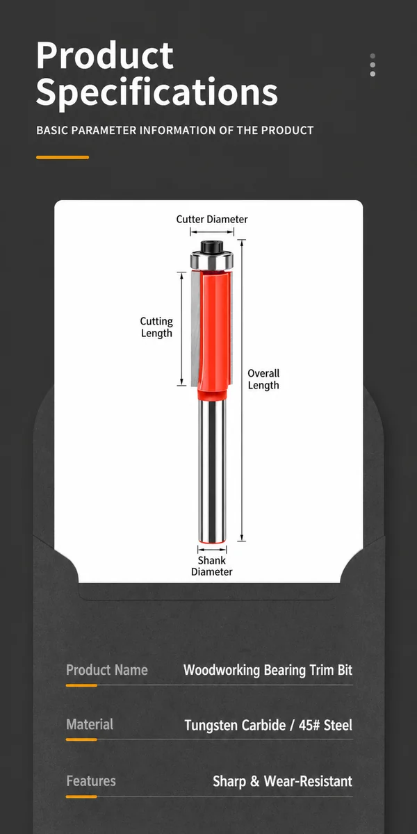 CUTQOR Bearing-Guided Flush-Trim Router Bit Series product detail
