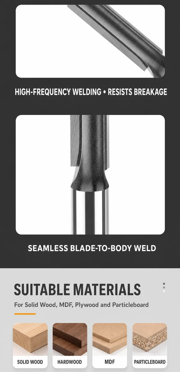 Seamless welded carbide blade and supported wood materials