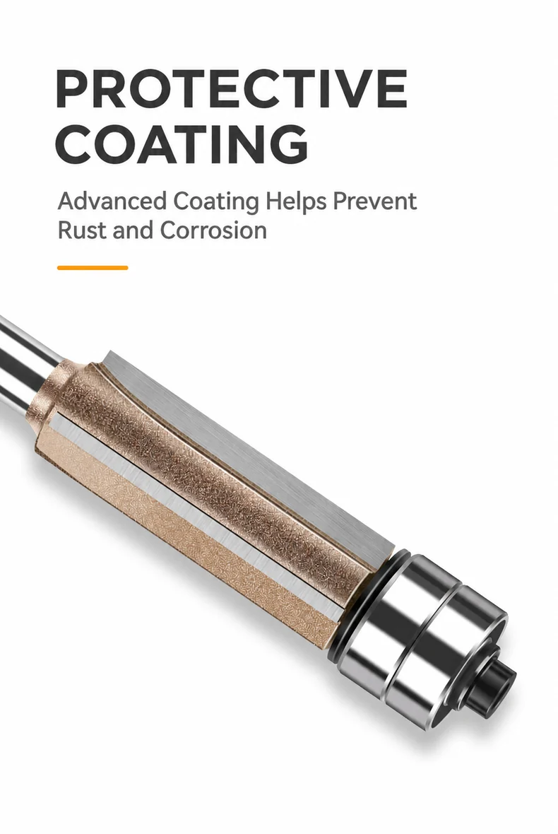 CUTQOR Three-Flute Dual-Bearing Flush-Trim Router Bits product detail