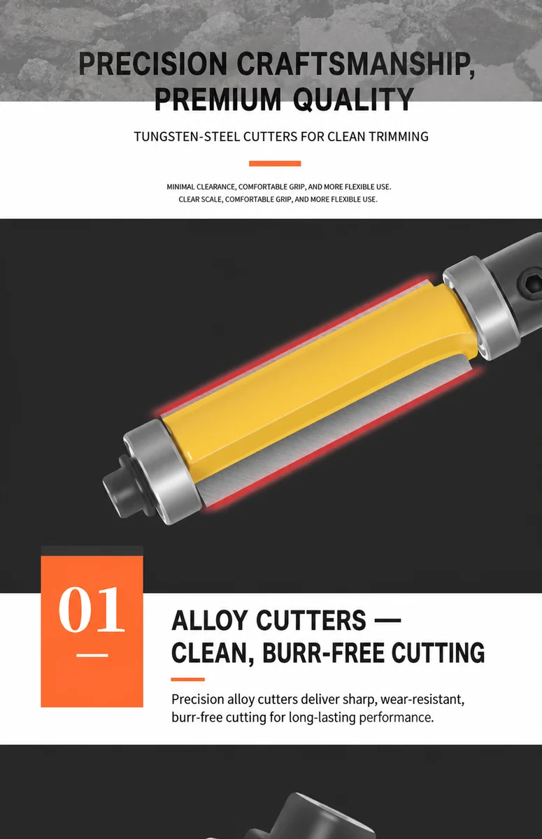 CUTQOR Top-and-Bottom Bearing Flush-Trim Router Bits product detail