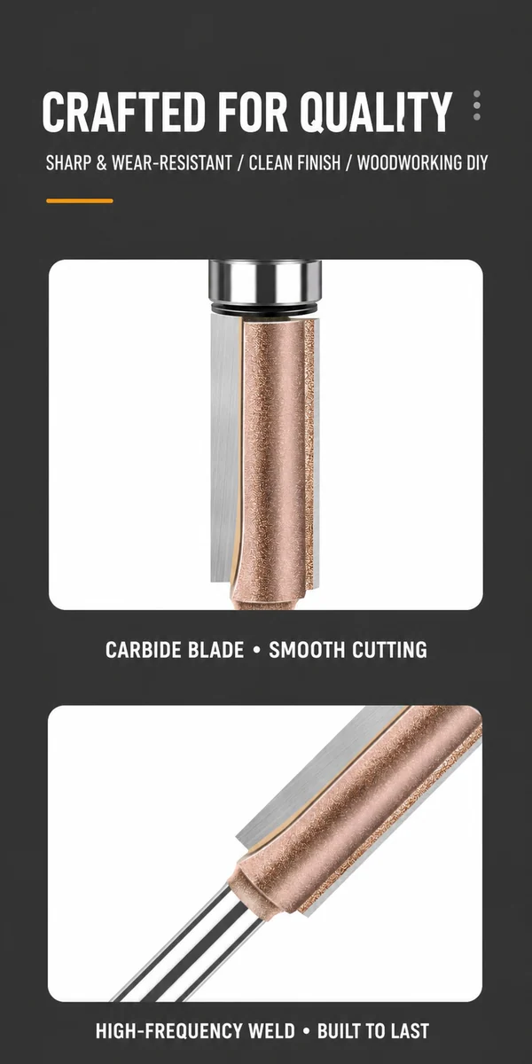 CUTQOR Professional Dual-Bearing Flush-Trim Router Bit Sets product detail