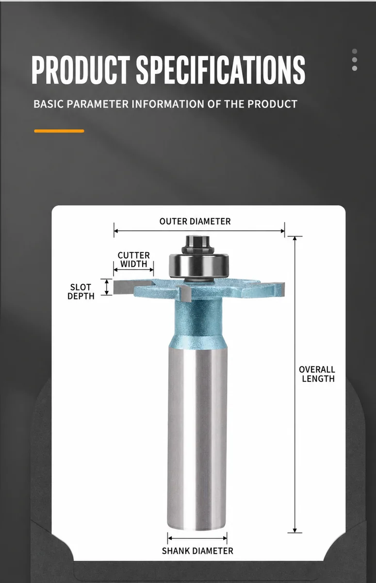 CUTQOR Narrow-Slot Four-Flute Bearing T-Slot Router Bits product detail