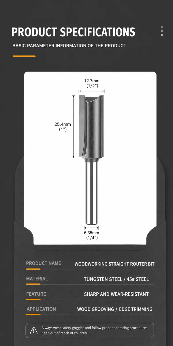 CUTQOR Standard & Extra-Long Straight Router Bits product detail