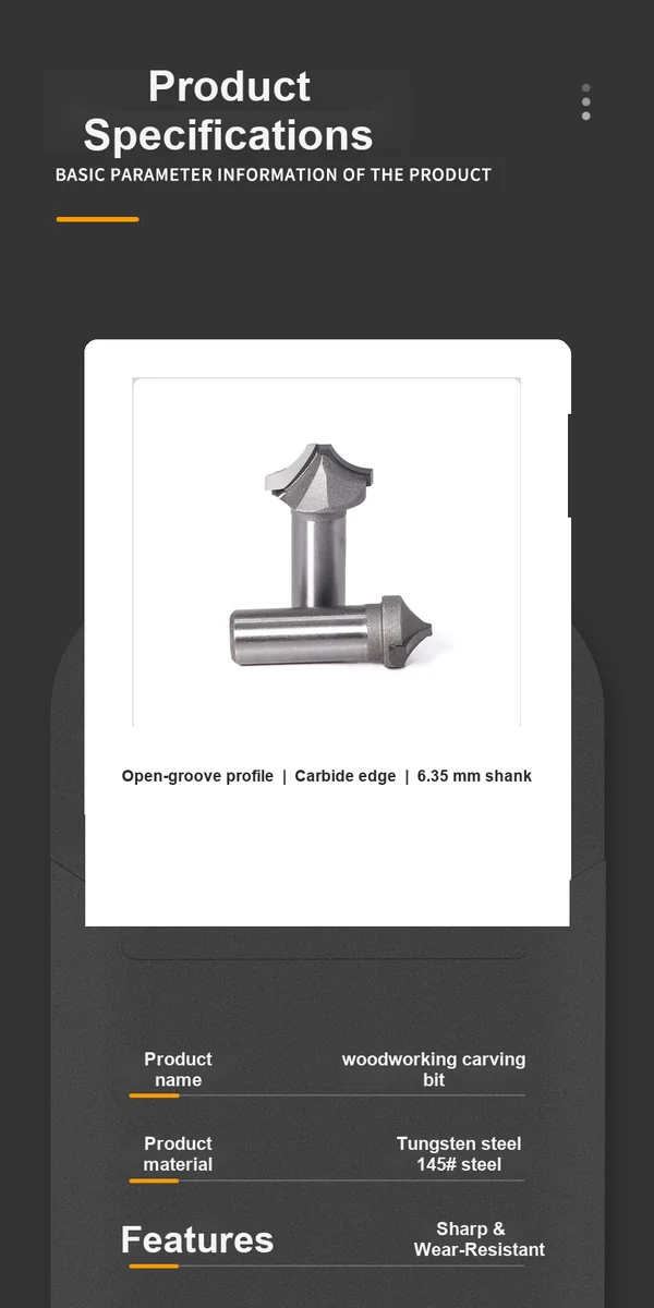CUTQOR Open-Groove Decorative R-Profile Router Bits product detail