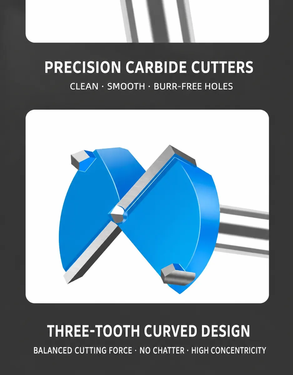 CUTQOR 6.35 mm hex-shank carbide wood hole cutter