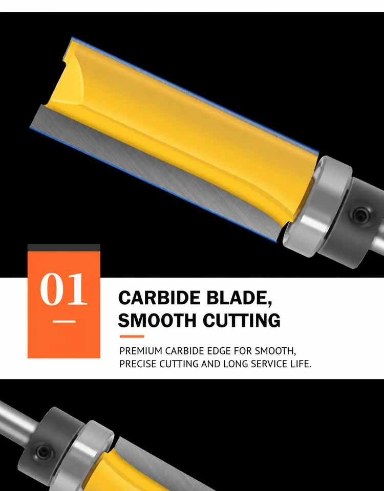 CUTQOR Bearing-Guided Flush-Trim & Three-Flute Router Bits product detail