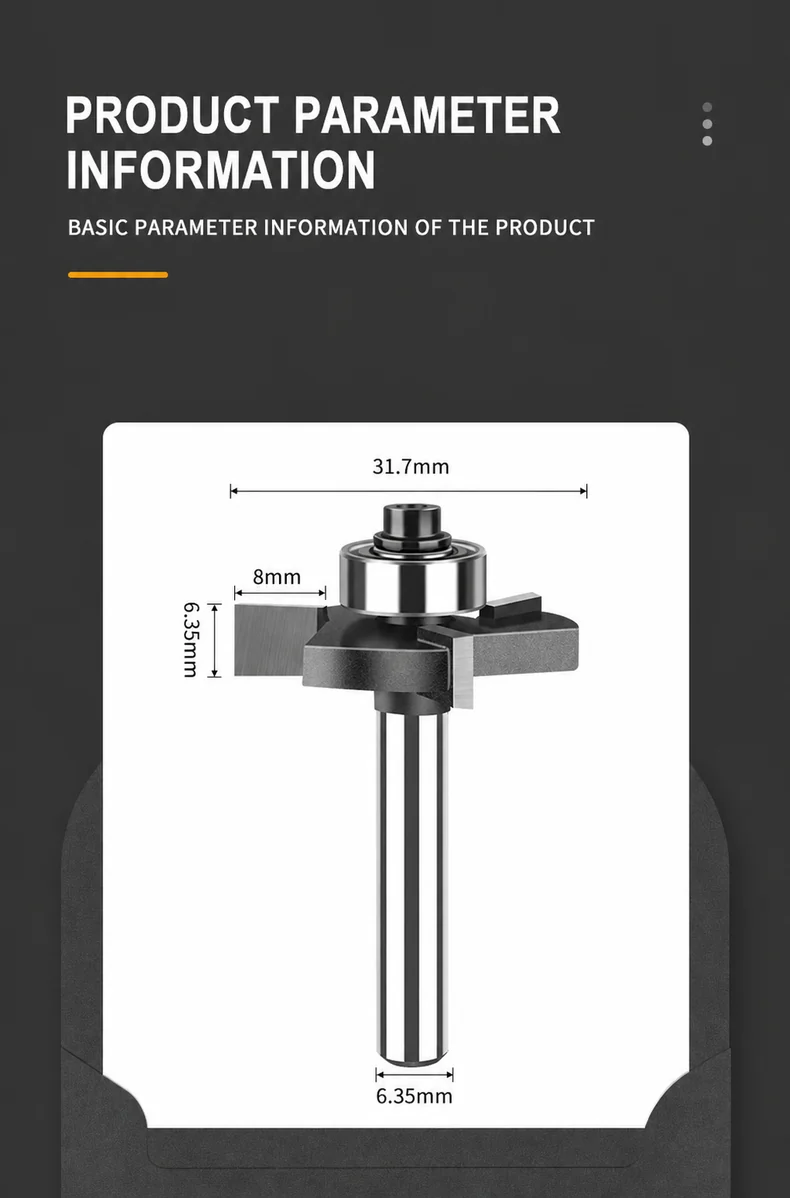 CUTQOR Three-Flute Bearing T-Slot Router Bits product detail
