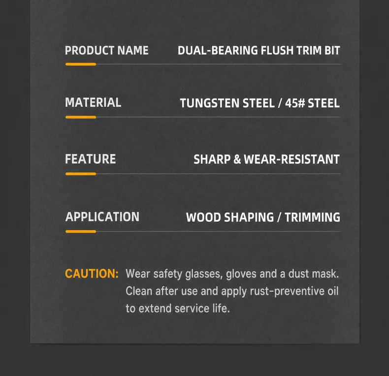 CUTQOR Dual-Bearing Flush-Trim Router Bits product detail