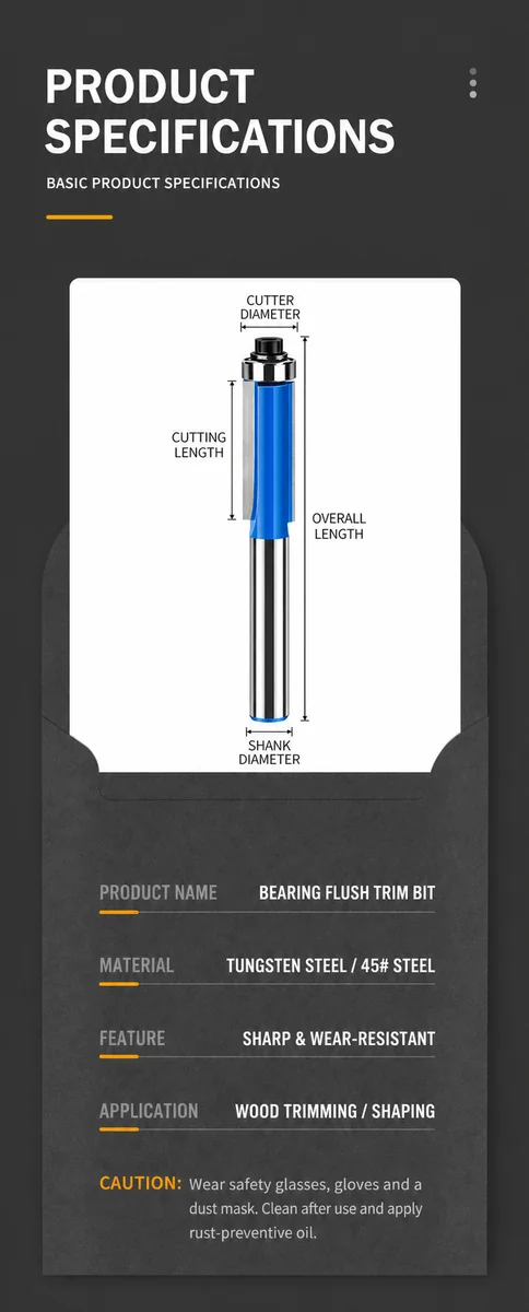 CUTQOR Professional Bearing-Guided Flush-Trim Router Bits product detail