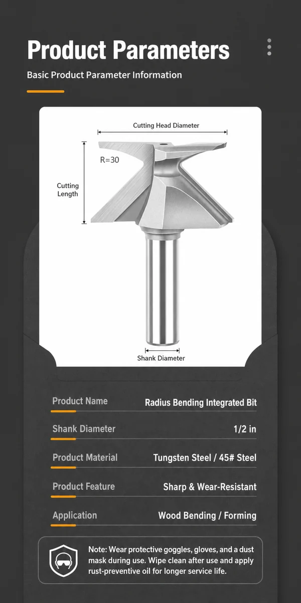 CUTQOR Integrated Radius Bending Router Bits product detail