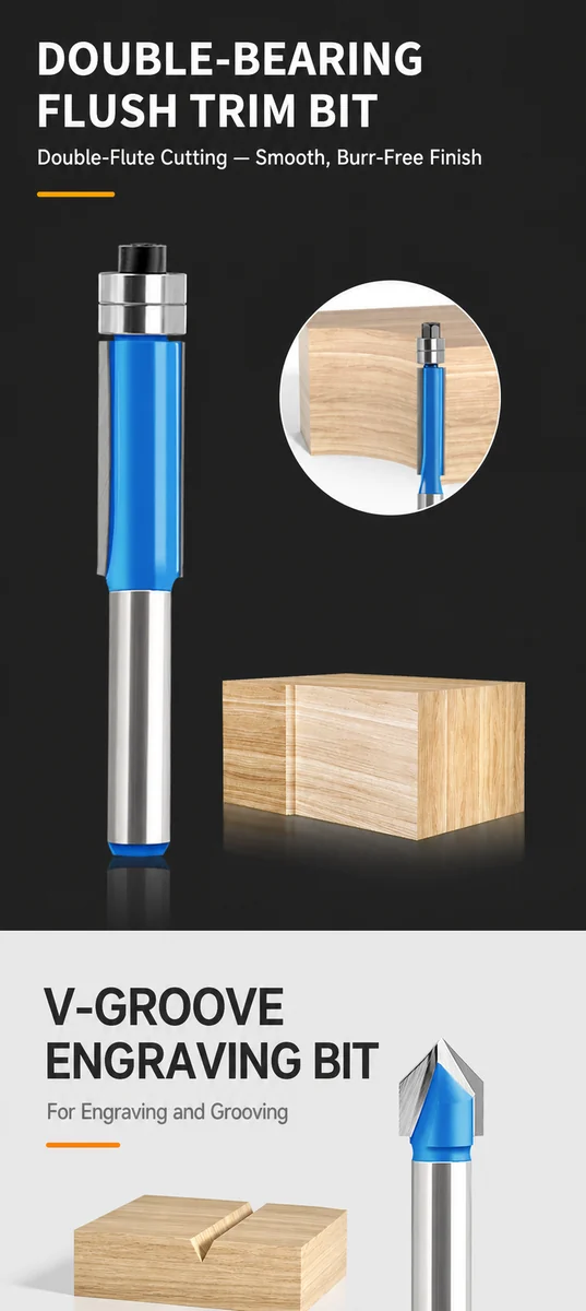 CUTQOR Multi-Profile 1/4-Inch Router Bit Series product detail