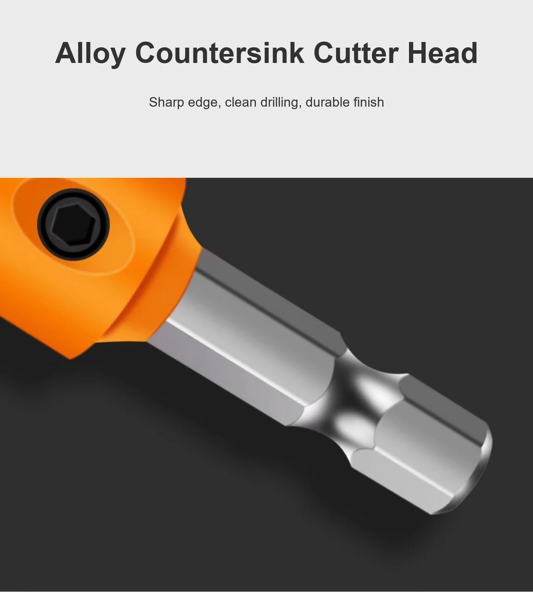 CUTQOR Hex-Shank Adjustable Countersink Drill Bit Sets product detail