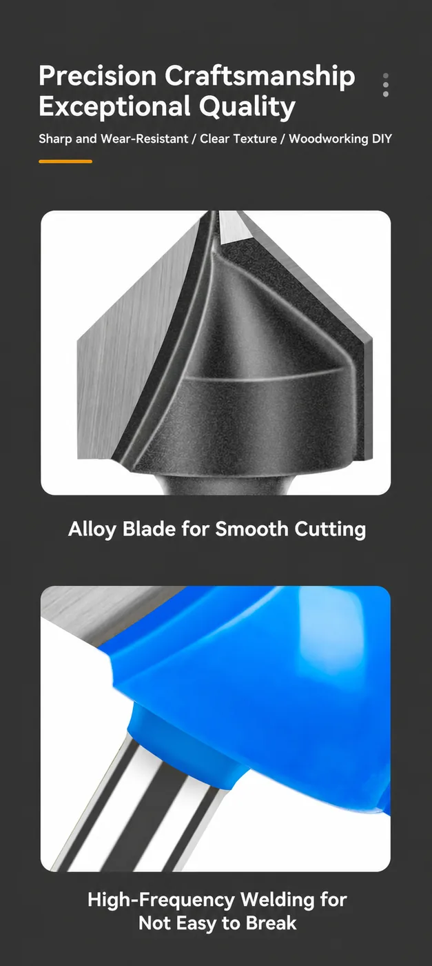 CUTQOR 1/4-Inch 90° V-Groove Router Bits localized English product image 10010-en.webp