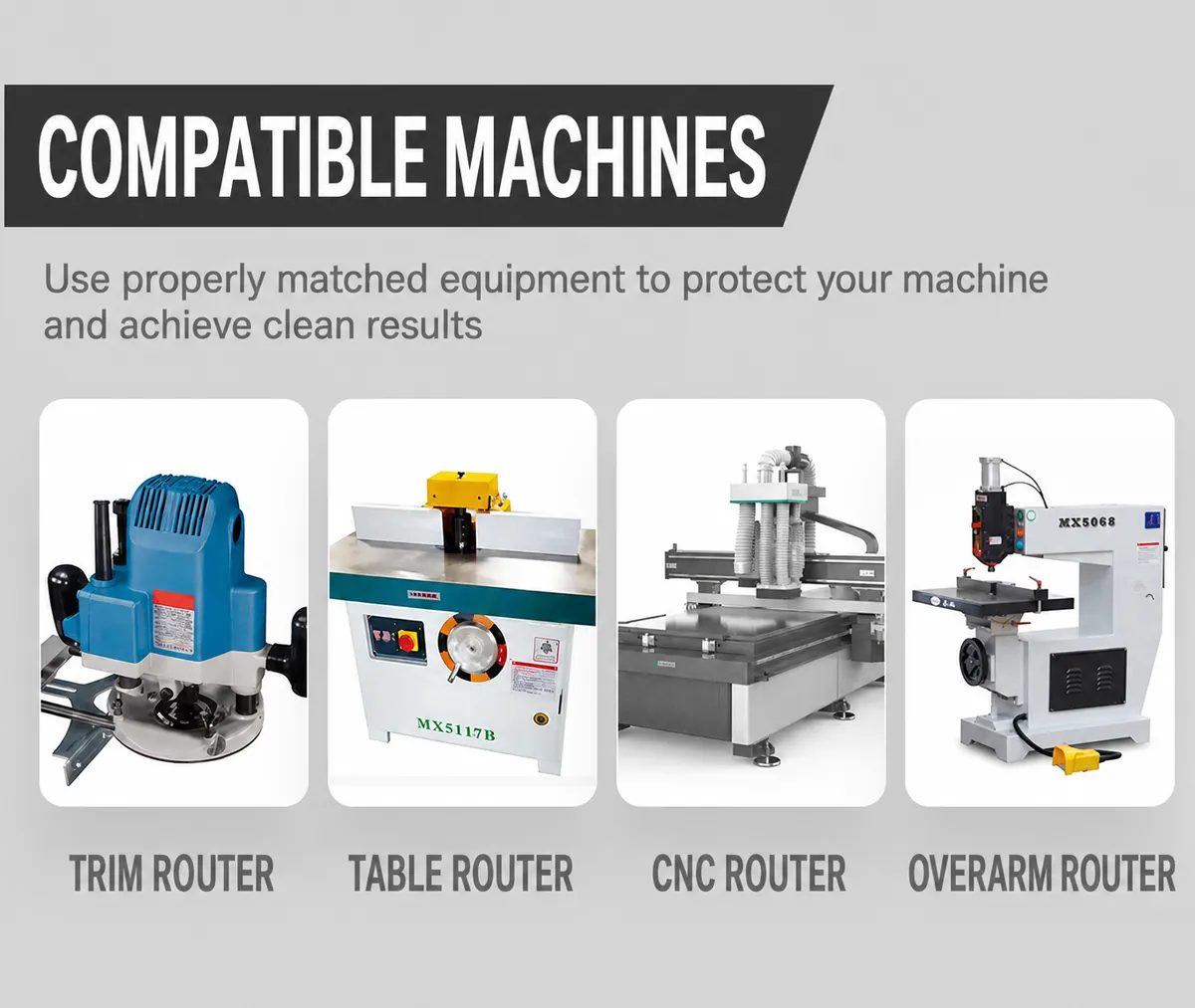 Trim table CNC and overarm router compatibility