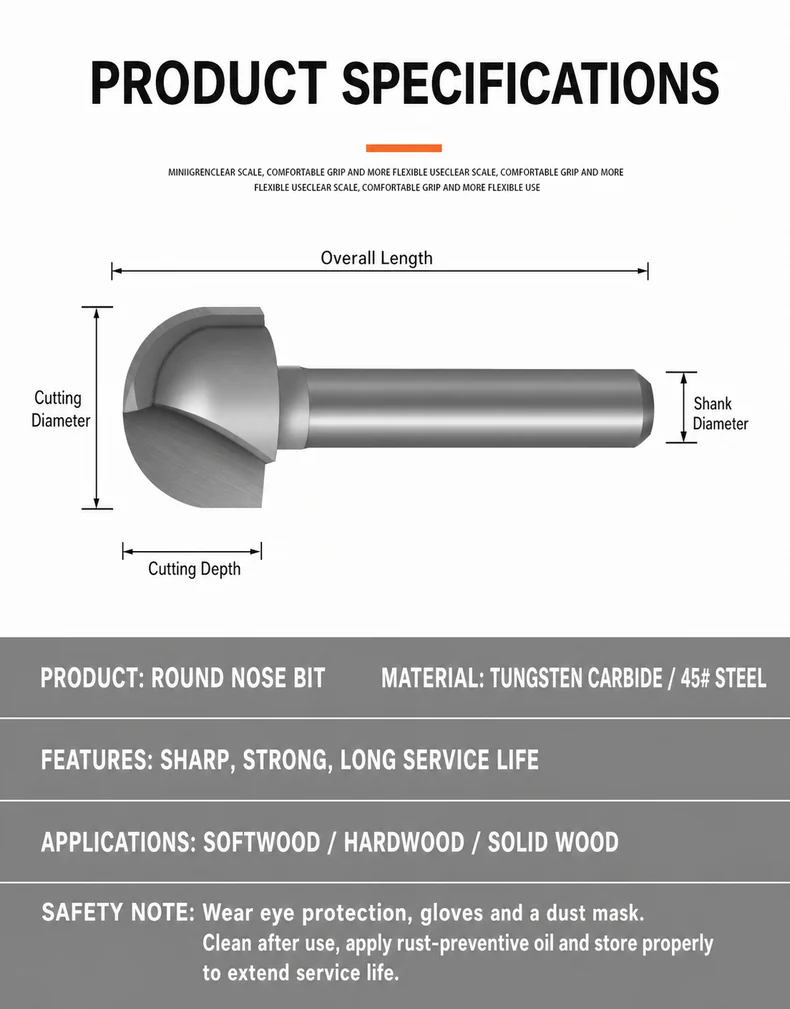 CUTQOR Round Nose & Core Box Router Bits product detail