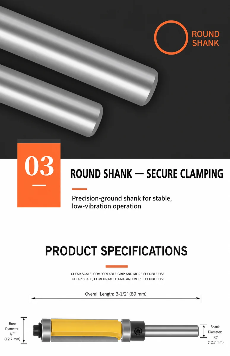 CUTQOR Top-and-Bottom Bearing Flush-Trim Router Bits product detail