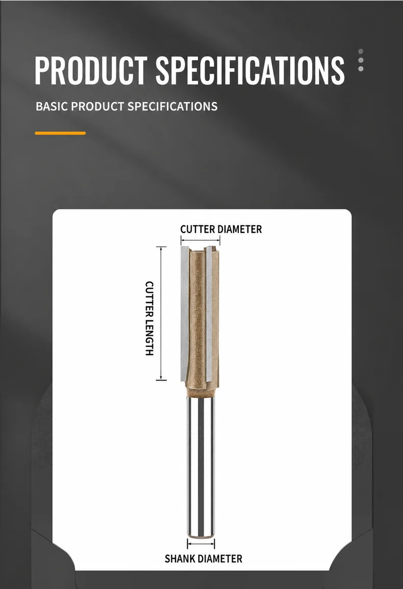 CUTQOR Professional Three-Flute Straight Router Bits product detail