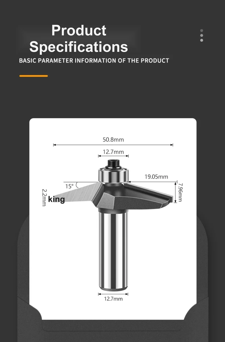CUTQOR 15° Horse-Nose Profile & Bevel Door Panel Router Bits product detail