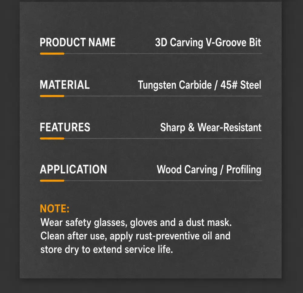 3D carving V-groove bit material features and application overview