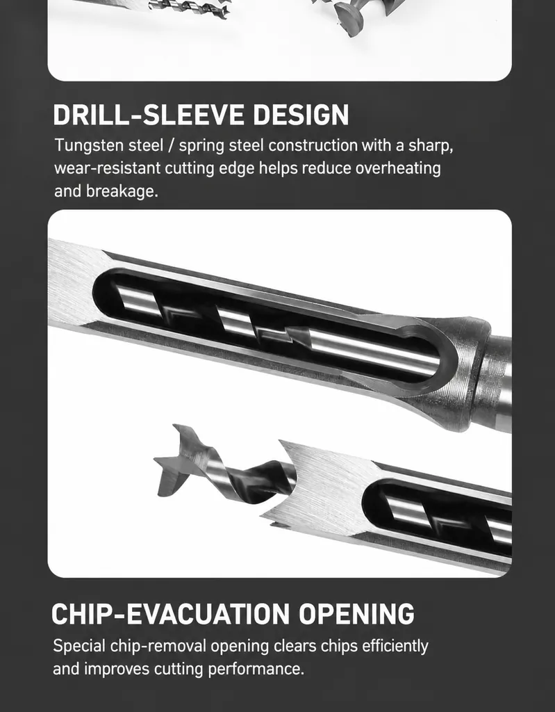 Square Hole Chisel Chip Evacuation Opening