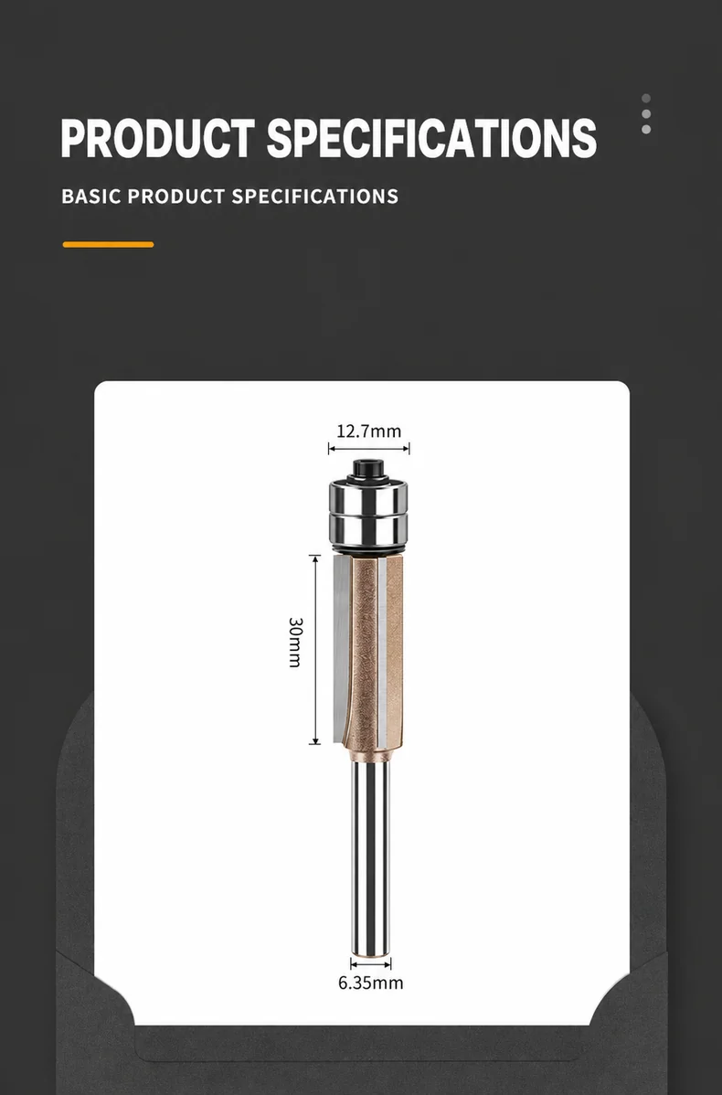 CUTQOR Three-Flute Dual-Bearing Flush-Trim Router Bits product detail