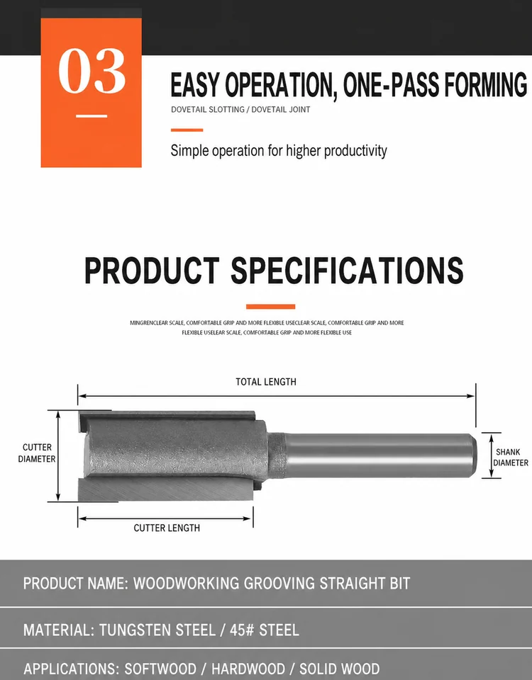 CUTQOR Professional Extended Straight Router Bits product detail