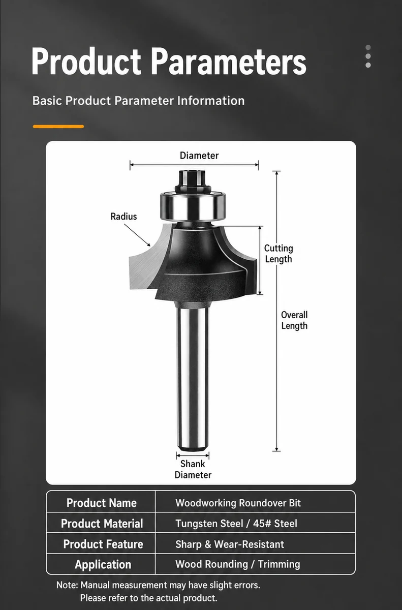 CUTQOR Standard Bearing Roundover Router Bits product detail