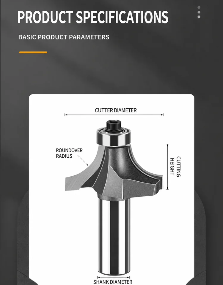 CUTQOR Professional Bearing Roundover Router Bit Series product detail