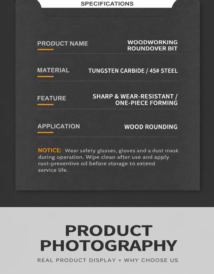 CUTQOR Professional Bearing Roundover Router Bit Series product detail