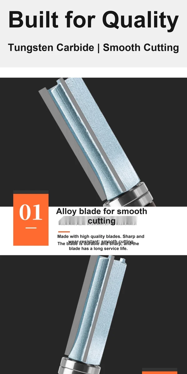CUTQOR Shank-Bearing Three-Flute & Double-Bearing Flush-Trim Bits product detail