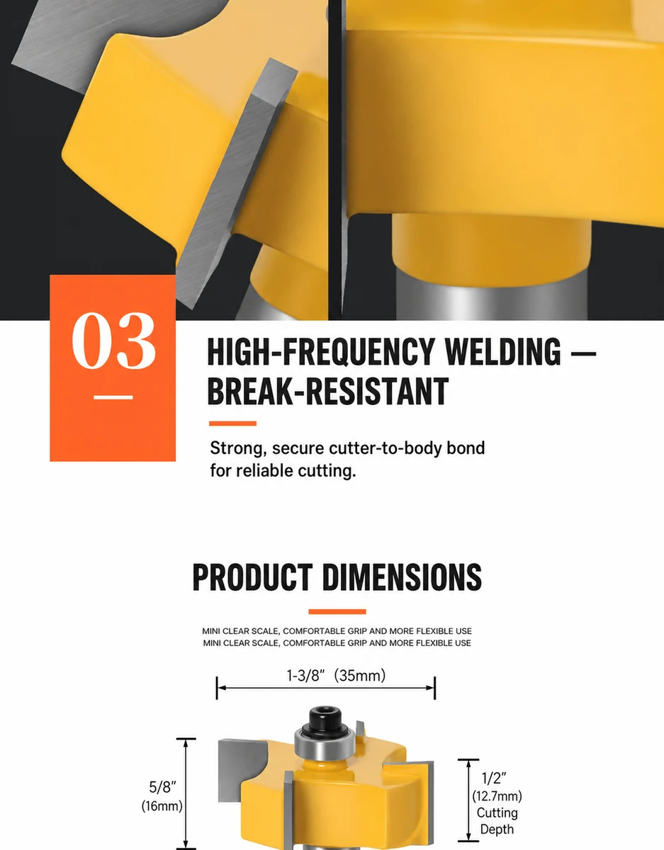 CUTQOR Four-Flute Bearing T-Slot Router Bits product detail