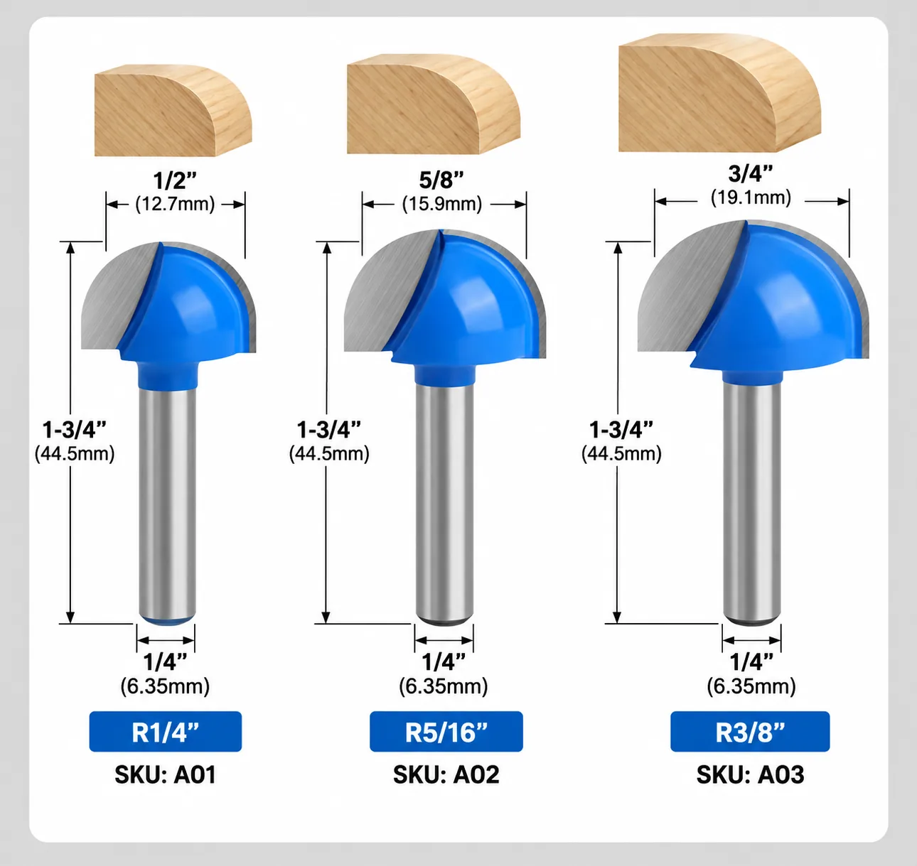 CUTQOR 1/4-Inch 90° V-Groove Router Bits localized English product image 10014-en.webp