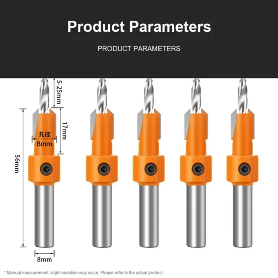 CUTQOR Woodworking Countersink Drill & Replacement Bit Sets
