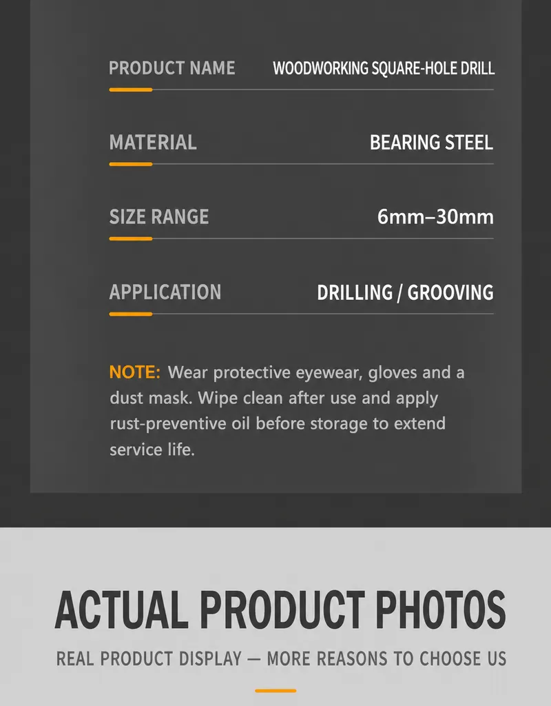 Square Hole Drill Material and Size Range