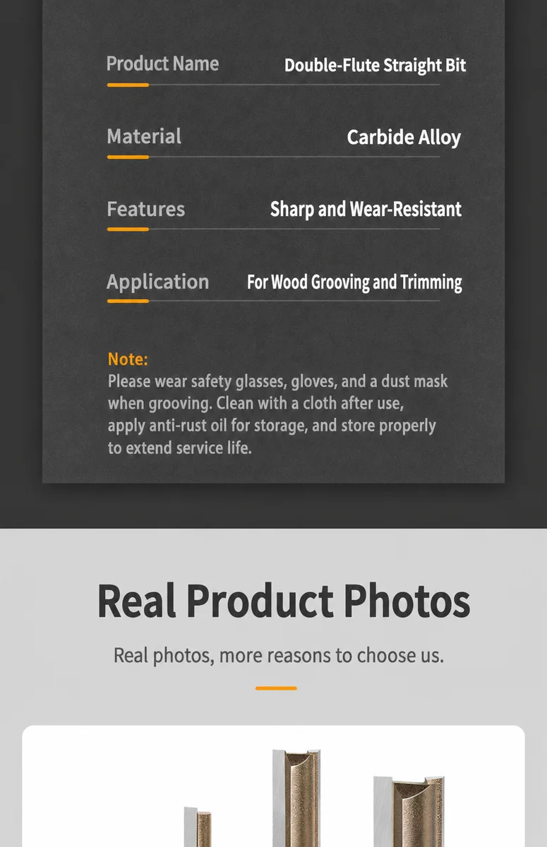 CUTQOR Professional Single & Double-Flute Straight Router Bits product detail