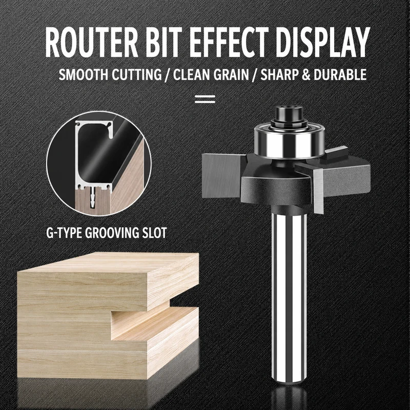 CUTQOR Three-Flute Bearing T-Slot Router Bits product detail