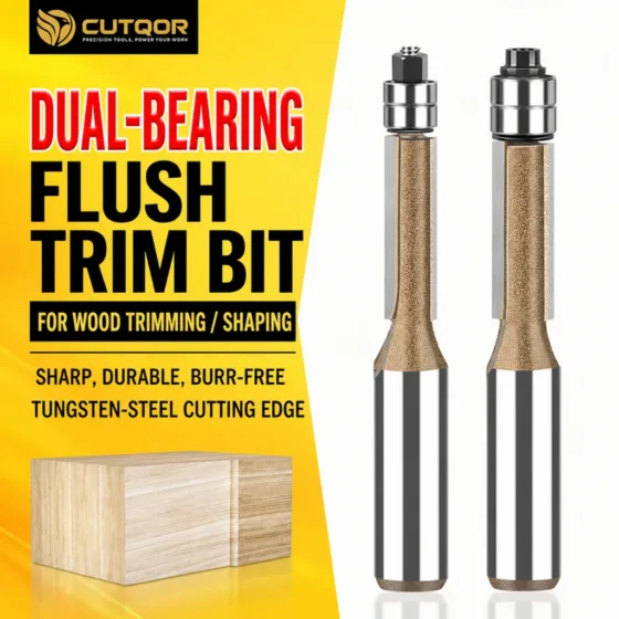 CUTQOR Dual-Bearing Flush-Trim Router Bits