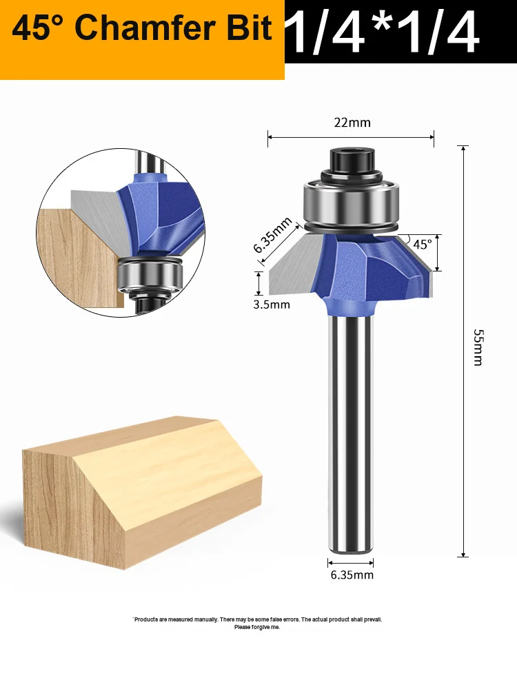CUTQOR Professional 45° Chamfer Router Bit Sets product detail