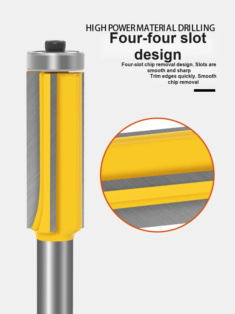 CUTQOR 12 mm Shank Four-Flute Bearing-Guided Flush-Trim Router Bit product detail