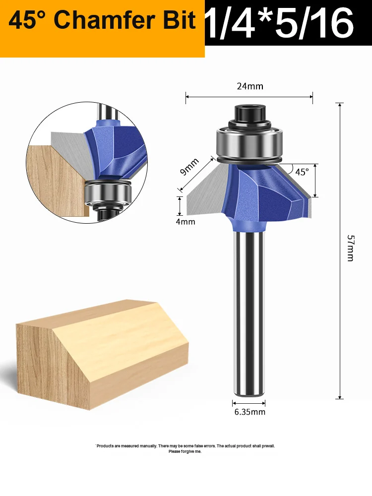 CUTQOR Professional 45° Chamfer Router Bit Sets product detail
