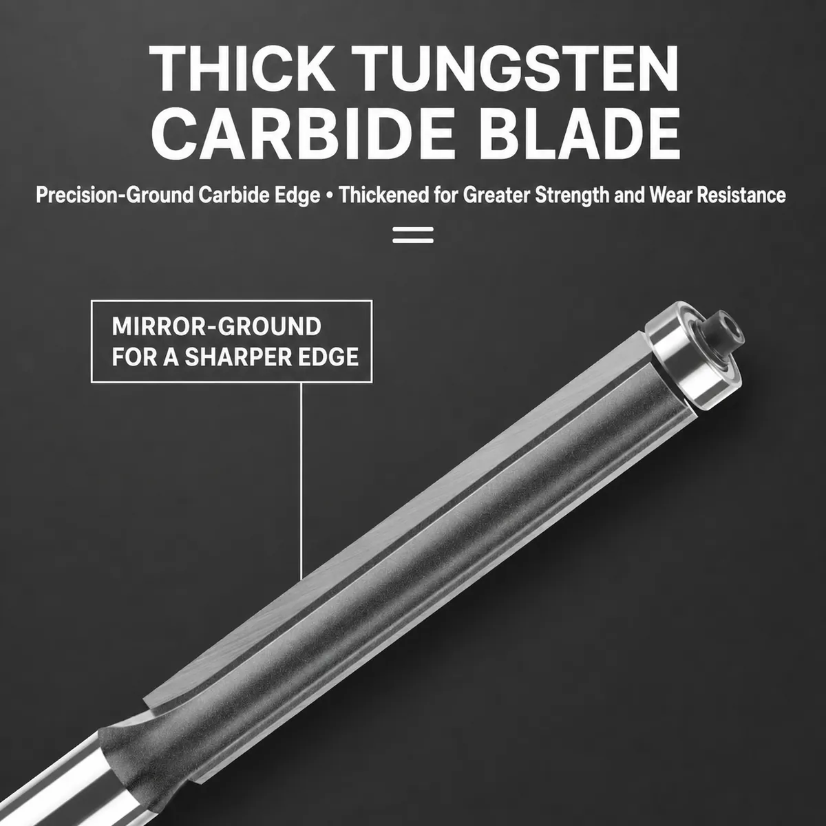 Mirror-ground carbide cutting edge for extended flush trimming