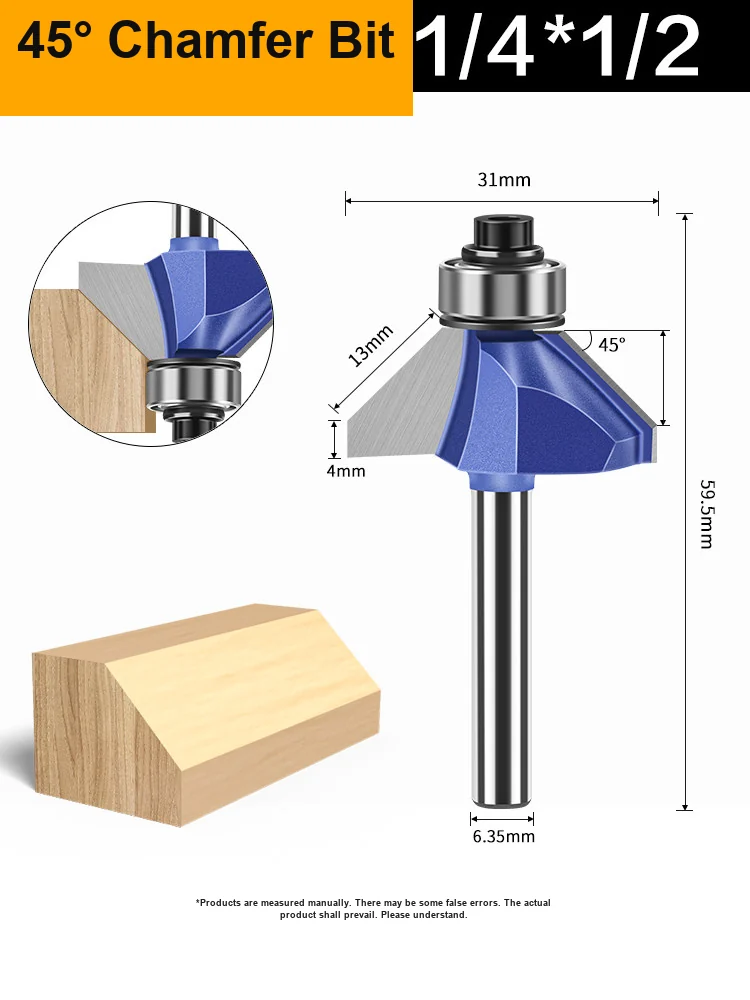 CUTQOR Professional 45° Chamfer Router Bit Sets product detail