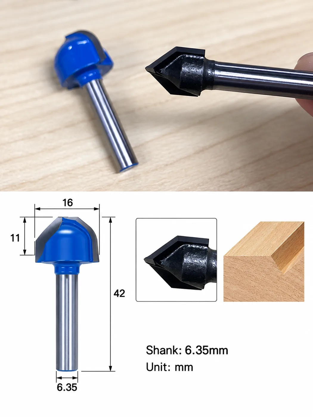CUTQOR 1/4-Inch 90° V-Groove Router Bits localized English product image 10019-en.webp