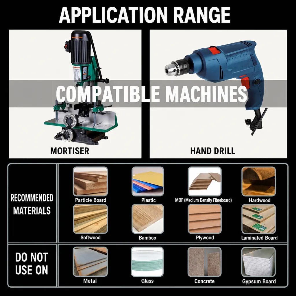 Square Hole Mortising Application Range
