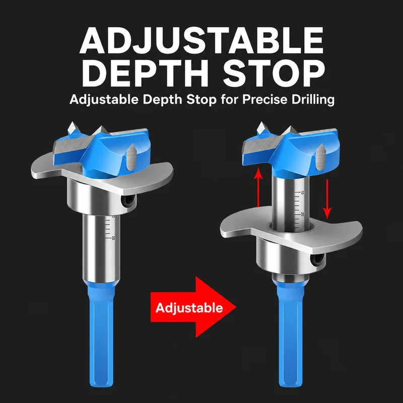 CUTQOR Adjustable Depth-Stop Hinge Boring Bits product detail