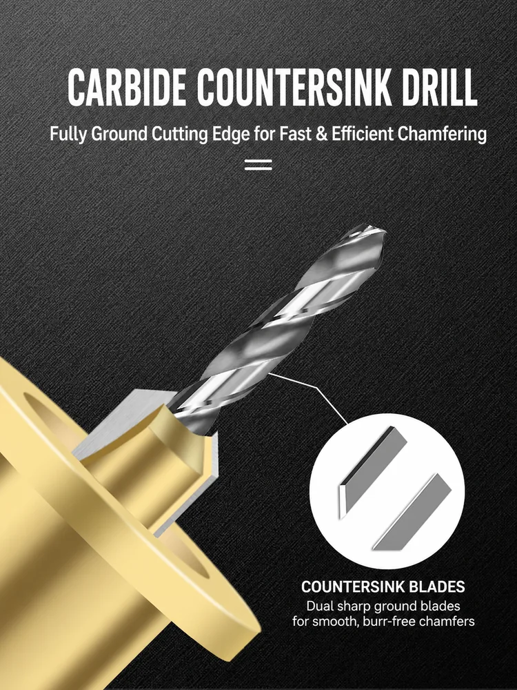 CUTQOR Adjustable Depth-Stop Countersink Drill Bits product detail